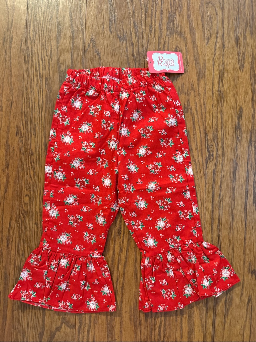 Ricrac & Ruffles Floral Holiday Pants- NWT